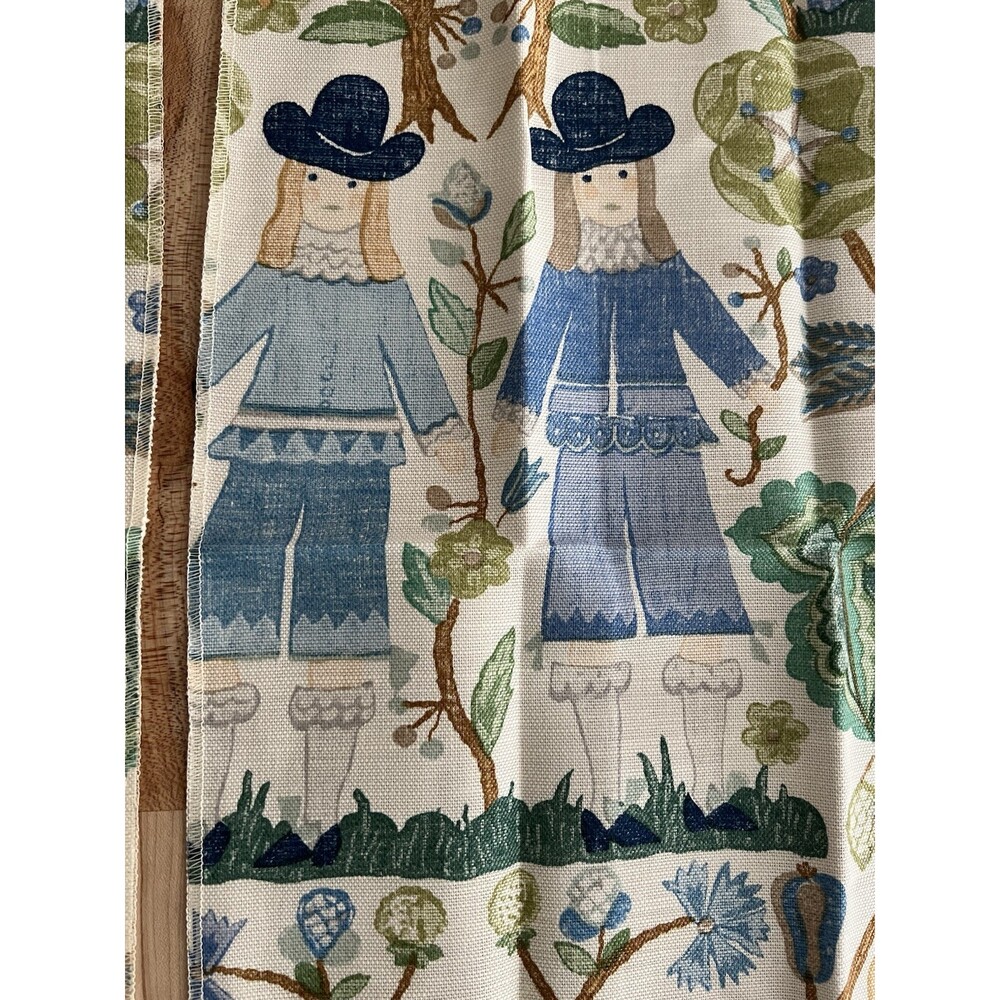 Winhall Fabric Samples 8 Pieces 17" X 17" Linen Blend Life on the Hill Pattern - Picture 5 of 16